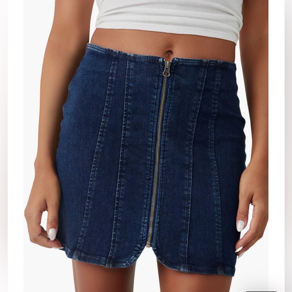 NWT Free People - Layla Denim Mini Skirt Deep Indigo